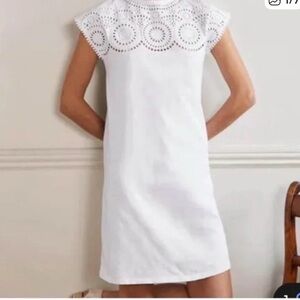 Boden White Eyelet Detail Mini Dress